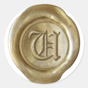 Pegatina Redonda Monograma de sellado de cera - Oro - Inglés antigu