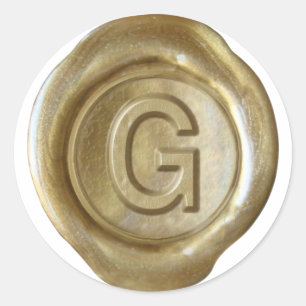 Pegatina Redonda Monograma de sellado de cera - Oro - Negrita G -