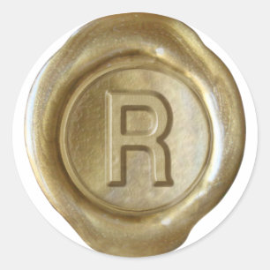 Pegatina Redonda Monograma de sellado de cera - Oro - Negrita R -