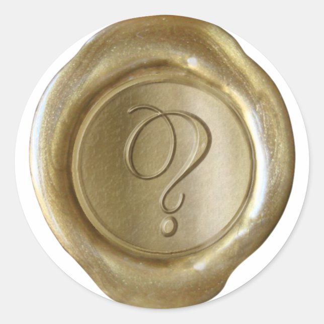 Pegatina Redonda Monograma de sellado de cera - Oro - Script ?- (Anverso)
