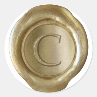 Pegatina Redonda Monograma de sellado de cera - Oro - Serif C -