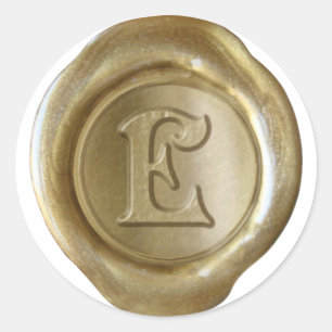 Pegatina Redonda Monograma de sellado de cera - Oro - Victoriano E 