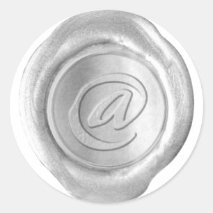 Pegatina Redonda Monograma de sellado de cera - Plata - Artista @ -