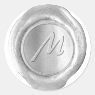 Pegatina Redonda Monograma de sellado de cera - Plata - Estilo artí