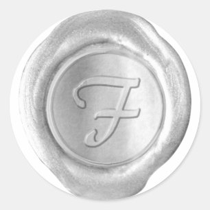 Pegatina Redonda Monograma de sellado de cera - Plata - Estilo artí