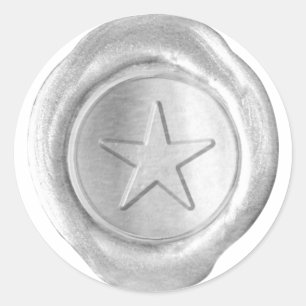 Pegatina Redonda Monograma de sellado de cera - Plata - Estrella Pe