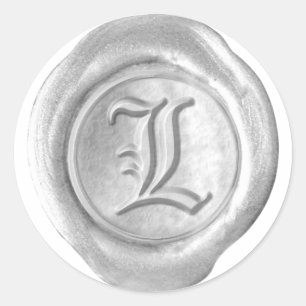 Pegatina Redonda Monograma de sellado de cera - Plata - Inglés anti