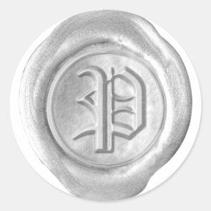 Pegatina Redonda Monograma de sellado de cera - Plata - Inglés anti