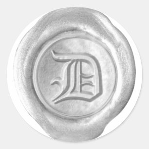 Pegatina Redonda Monograma de sellado de cera - Plata - Inglés anti