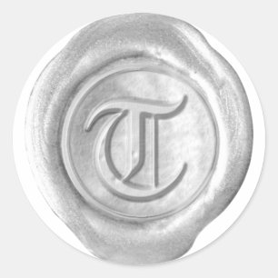 Pegatina Redonda Monograma de sellado de cera - Plata - Inglés anti