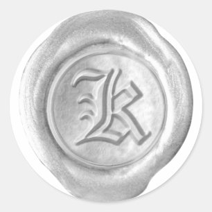Pegatina Redonda Monograma de sellado de cera - Plata - Inglés anti
