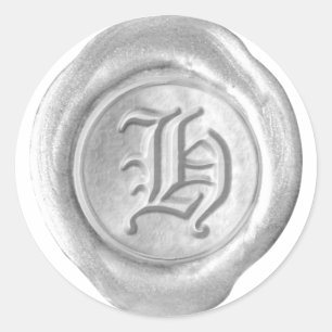 Pegatina Redonda Monograma de sellado de cera - Plata - Inglés anti