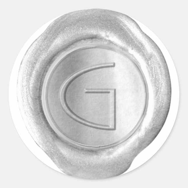 Pegatina Redonda Monograma de sellado de cera - Plata - ModernSlim  (Anverso)