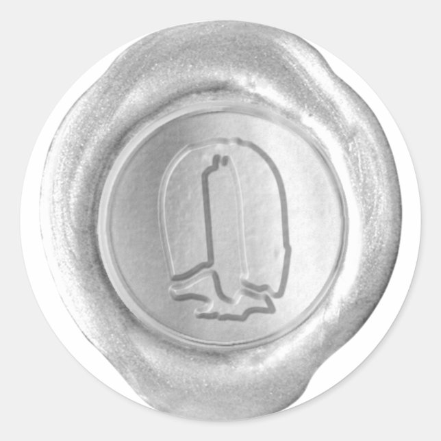 Pegatina Redonda Monograma de sellado de cera - Plata - O - (Anverso)