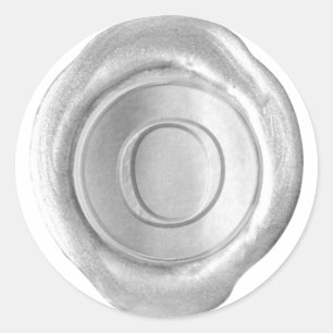 Pegatina Redonda Monograma de sellado de cera - Plata - Serif O -