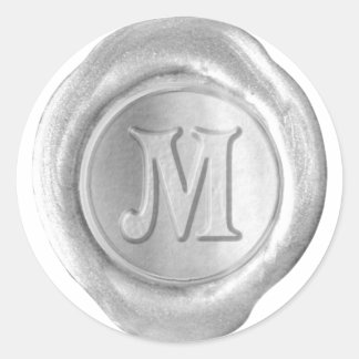 Pegatina Redonda Monograma de sellado de cera - Plata - Victoriano