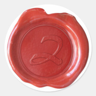 Pegatina Redonda Monograma de sellado de cera - Rojo - Artista Z -