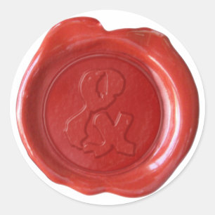 Pegatina Redonda Monograma de sellado de cera - Rojo - Hombro y -