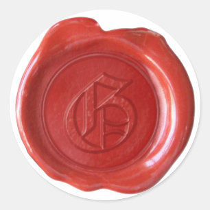Pegatina Redonda Monograma de sellado de cera - Rojo - Inglés antig