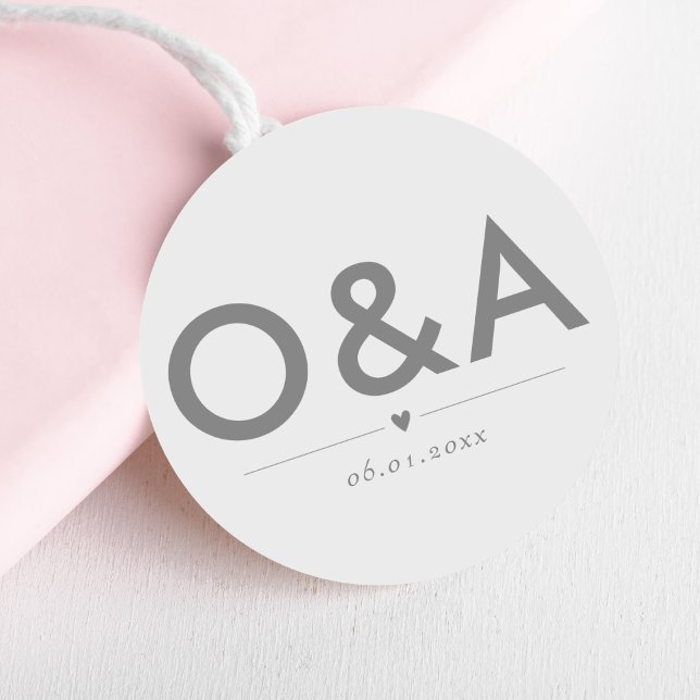 Pegatina Redonda Monograma de sobres Boda moderno | Plata ligera (Subido por el creador)