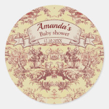 Monograma de tela roja de jouy amarilla de lago vi