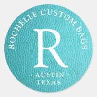 Monograma de turquesa de cuero cercado