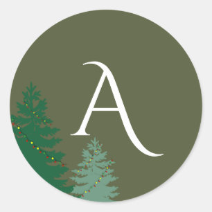 Pegatina Redonda Monograma de vacaciones de temporada encantada