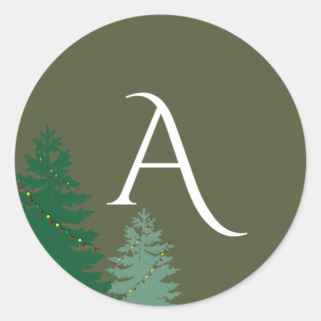 Pegatina Redonda Monograma de vacaciones de temporada encantada (Anverso)