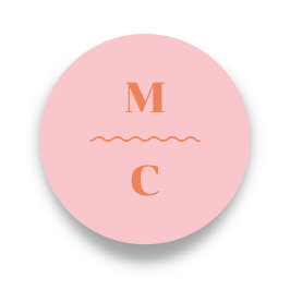 Pegatina Redonda Monograma del Boda de accionamiento retro