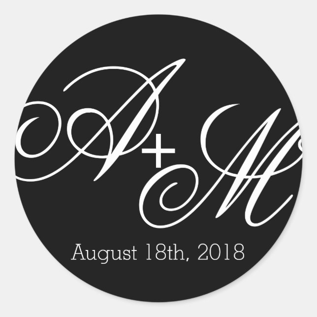 Pegatina Redonda Monograma del borde moderno (Anverso)