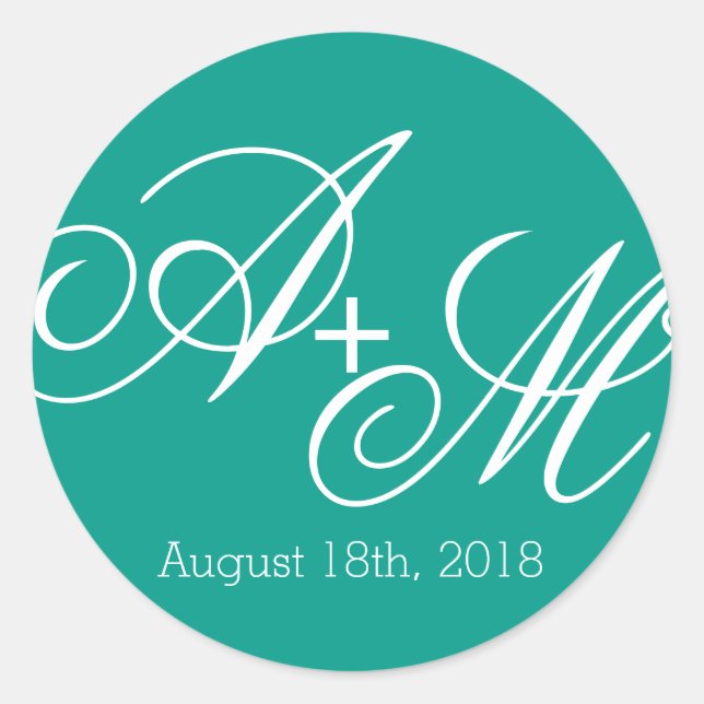 Pegatina Redonda Monograma del borde moderno (Anverso)