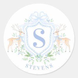 Pegatina Redonda Monograma del Escudo de ciervos de Navidades nimil