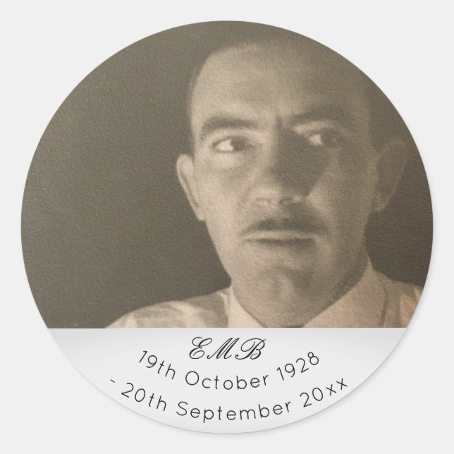 Pegatina Redonda Monograma del funeral conmemorativo (Anverso)