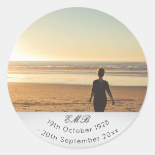 Pegatina Redonda Monograma del funeral conmemorativo