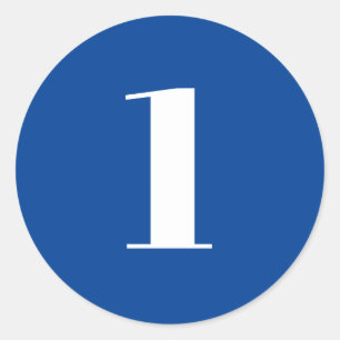 Pegatina Redonda Monograma del número de personalizados blancos de 