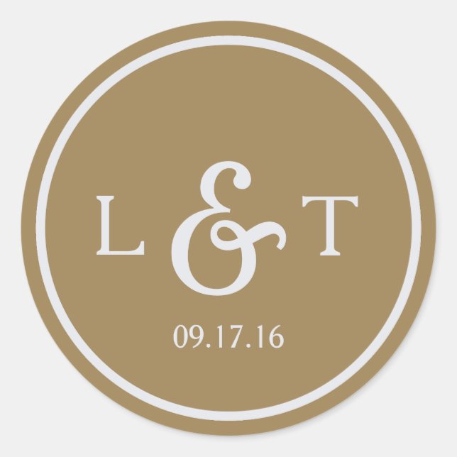 Pegatina Redonda Monograma dorado (Anverso)