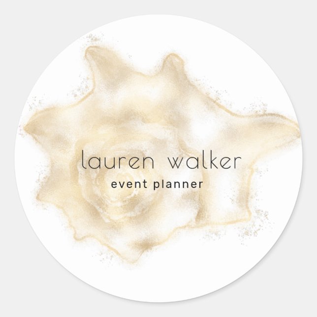 Pegatina Redonda monograma dorado costero elegante (Anverso)