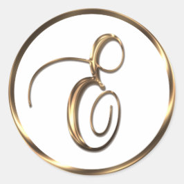 Pegatina Redonda Monograma E Faux Bronze