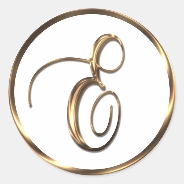 Pegatina Redonda Monograma E Faux Bronze (Anverso)