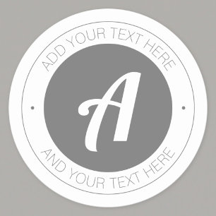 Pegatina Redonda Monograma editable o añada su propio logotipo