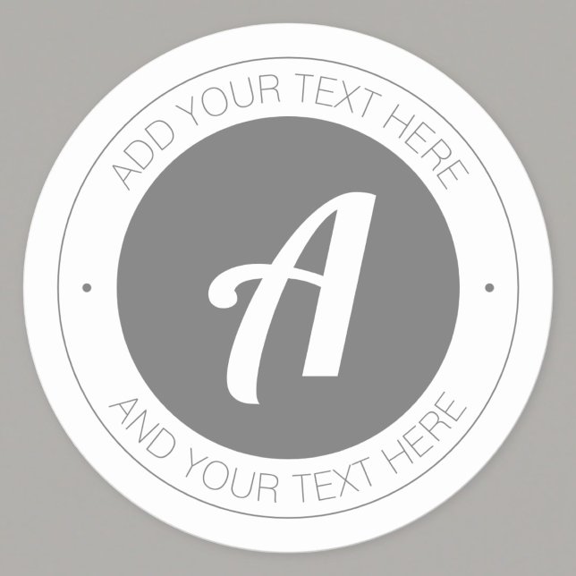 Pegatina Redonda Monograma editable o añada su propio logotipo (Subido por el creador)