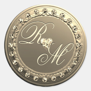 Pegatina Redonda Monograma elegante