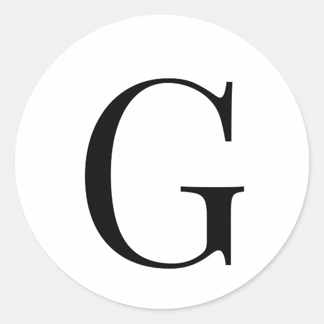 Pegatina Redonda Monograma elegante negro sobre blanco (Anverso)
