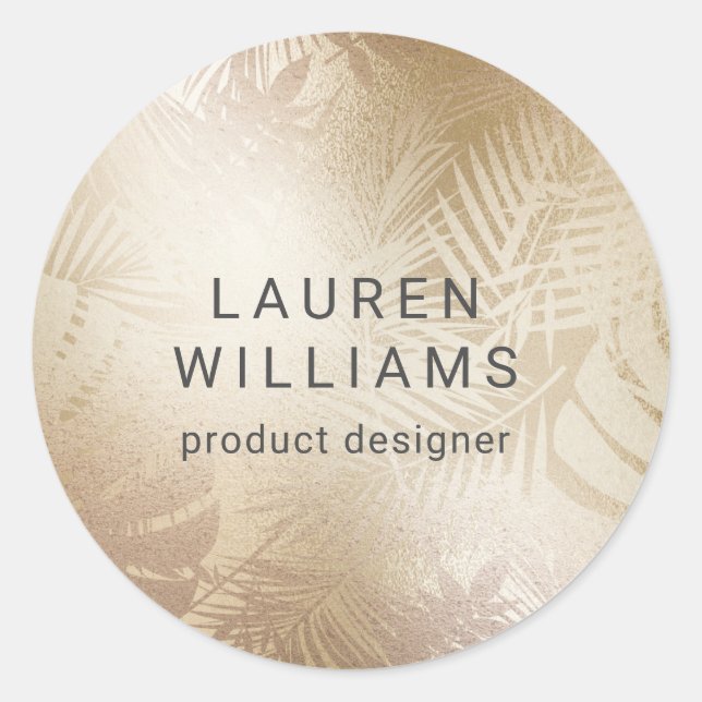 Pegatina Redonda Monograma elegante Relieve metalizado de imitación (Anverso)