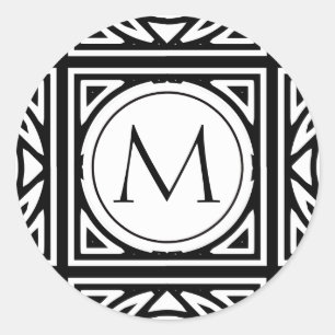 Pegatina Redonda Monograma enmarcado