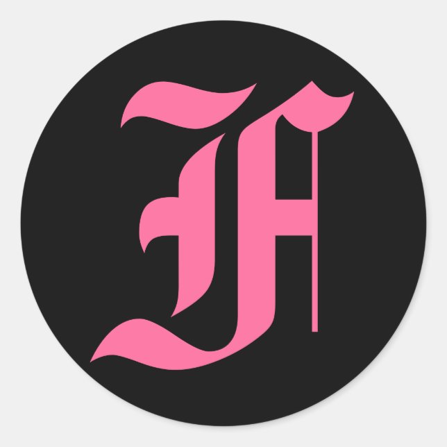 Pegatina Redonda Monograma F rosa (Anverso)