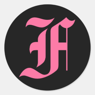 Pegatina Redonda Monograma F rosa