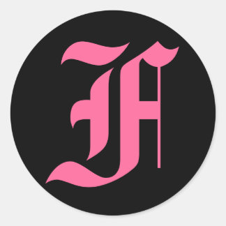 Pegatina Redonda Monograma F rosa