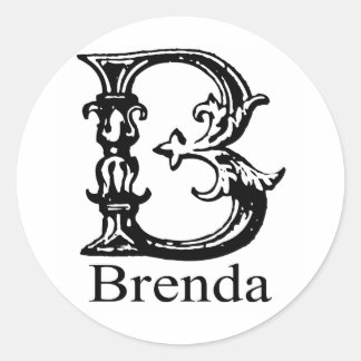 Pegatina Redonda Monograma Fancy: Brenda