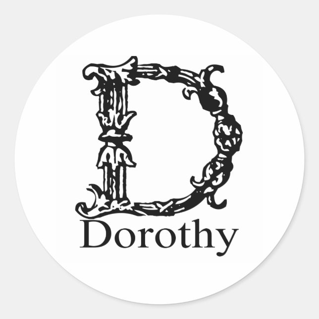 Pegatina Redonda Monograma Fancy: Dorothy (Anverso)